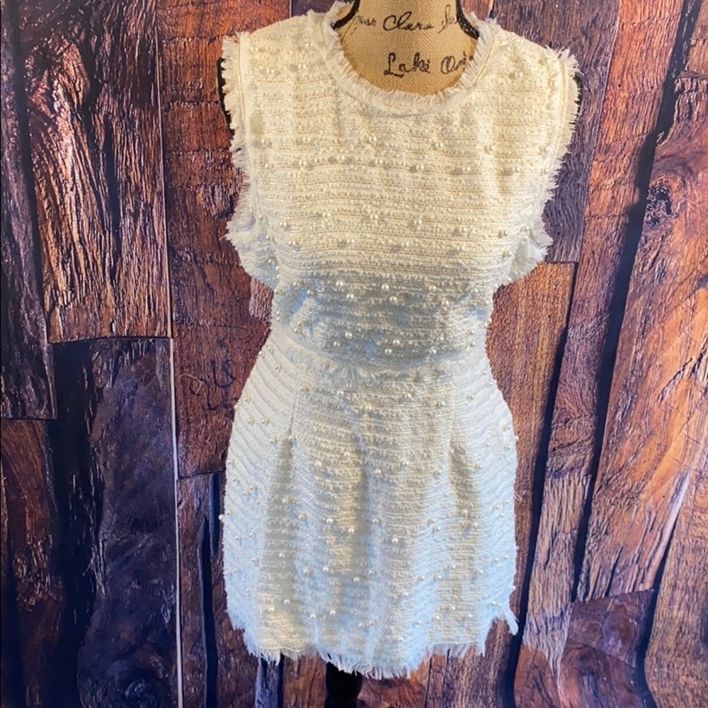 Cream And Pearl Studded dress